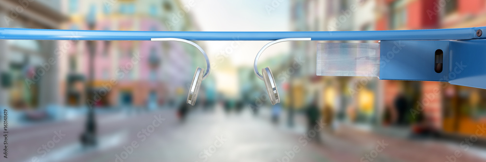 Interactive glasses 3d render on white background - obrazy, fototapety, plakaty 