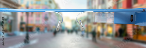 Fotografi Interactive glasses 3d render on white background