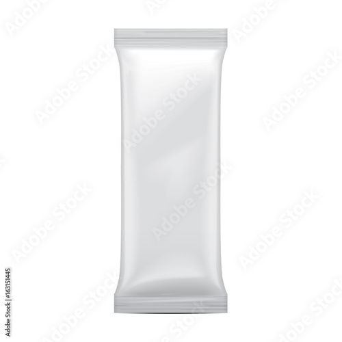 Ice Cream Package Mock-up, White Blank Plastic Pouch Snack Pack