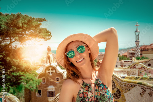 summer vacation tourist in barcelona spain