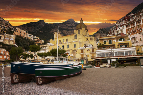 beautiful scenic of positano town most popular traveling destination in southen of italy photo