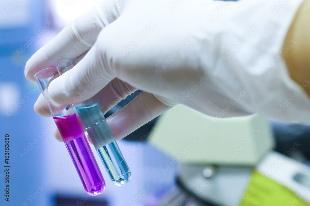 Test tube in laboratory,Research chemistry at science lab background Test tube in laboratory,Research chemistry at science lab background