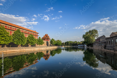 Reflections of the city moat, the forbidden city, Beijing , China.
