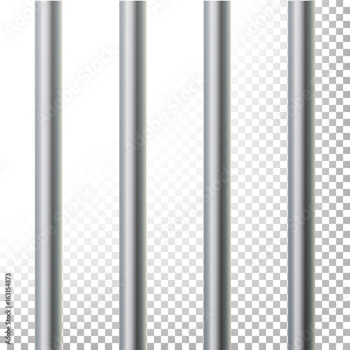 Prison Bars Isolated Vector Illustration. Transparent Background. 3D Metal Jailhouse, Prison House Grid Illustration