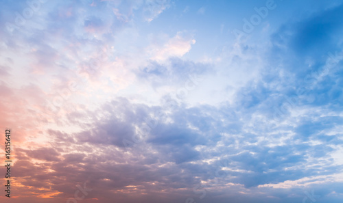 Colorful clouds in bright sky, natural background