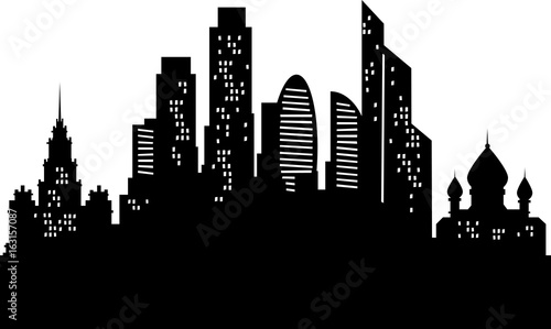 Cartoon skyline silhouette of the city of Moscow, Russia. 