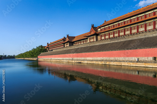 reflections of the city moat, the forbidden city, Beijing, China.