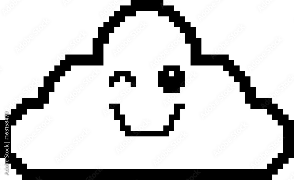 Winking 8-Bit Cartoon Cloud Winking 8-Bit Cartoon Cloud
