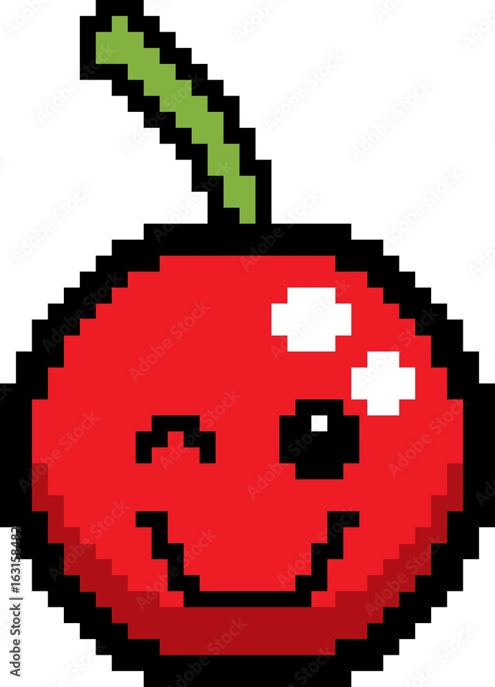 Winking 8-Bit Cartoon Cherry Winking 8-Bit Cartoon Cherry