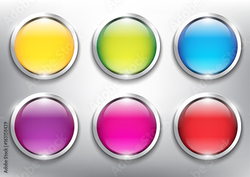 Free Download Abstract vector web buttons set of 6. Isolated with realistic, transparent glass shine and shadow on the light background. Vector illustration. Eps10. - GFXLoad