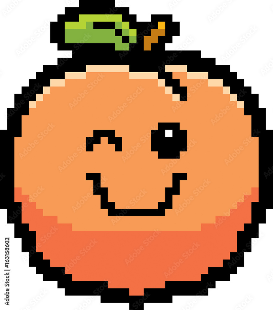 Fototapeta premium Winking 8-Bit Cartoon Peach