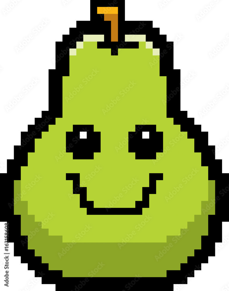 Obraz premium Smiling 8-Bit Cartoon Pear