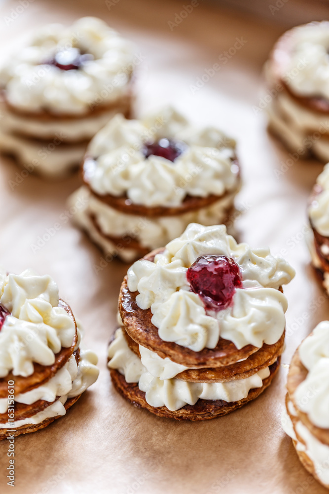 Mille-feuille is made up of three layers of puff pastry Mille-feuille is made up of three layers of puff pastry