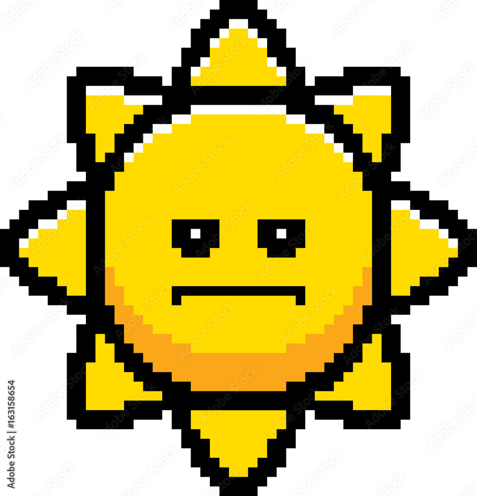 Obraz premium Serious 8-Bit Cartoon Sun