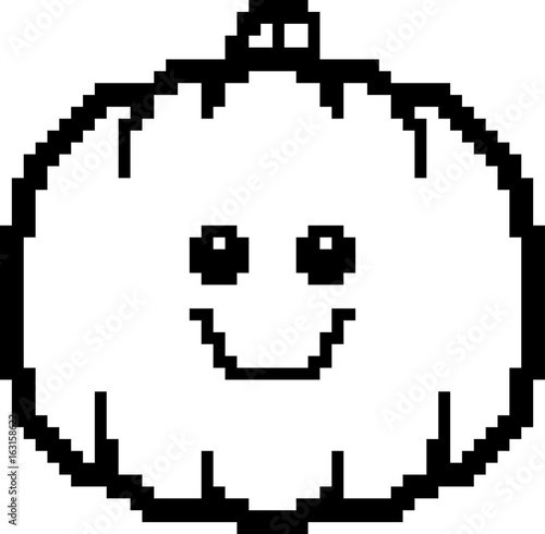 Smiling 8-Bit Cartoon Pumpkin