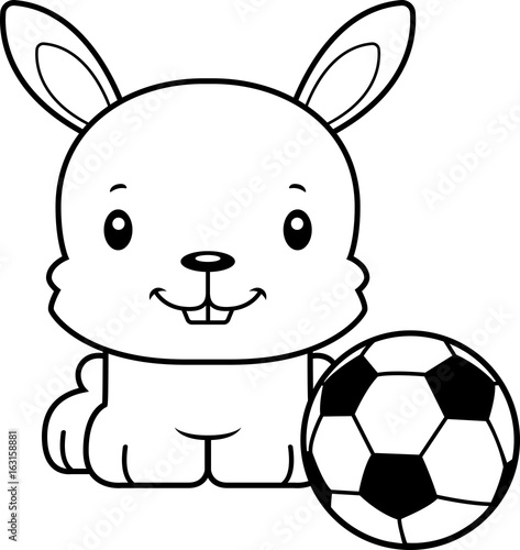Cartoon Smiling Soccer Player Bunny