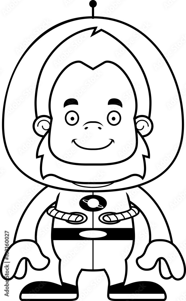 Cartoon Smiling Spaceman Sasquatch
