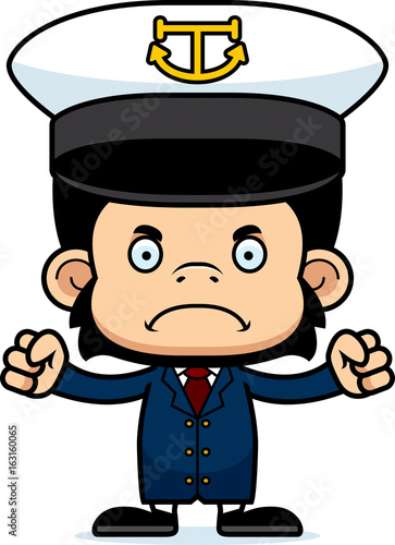 Cartoon Angry Boat Captain Chimpanzee