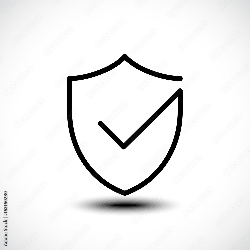 Tick shield security icon illustration. Tick shield security icon illustration.