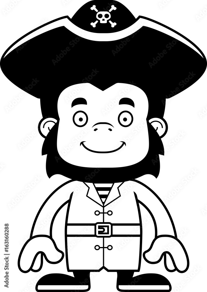 Cartoon Smiling Pirate Gorilla Cartoon Smiling Pirate Gorilla