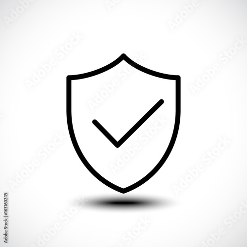 Tick shield security icon illustration.