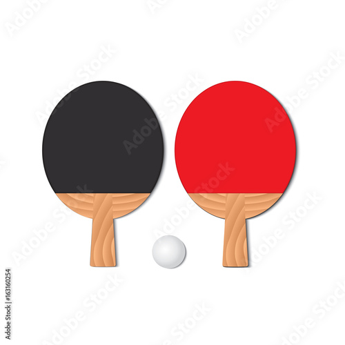 Set for playing ping-pong. Two rackets and a ping-pong ball. Vector illustration.