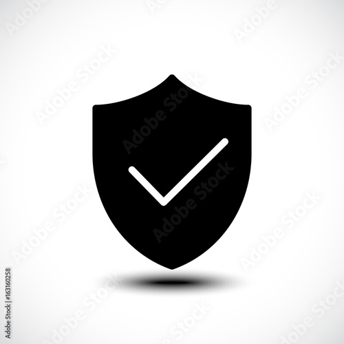 Tick shield security icon illustration.