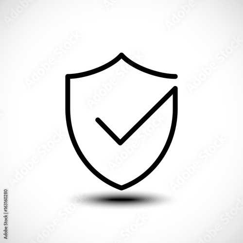 Tick shield security icon illustration.