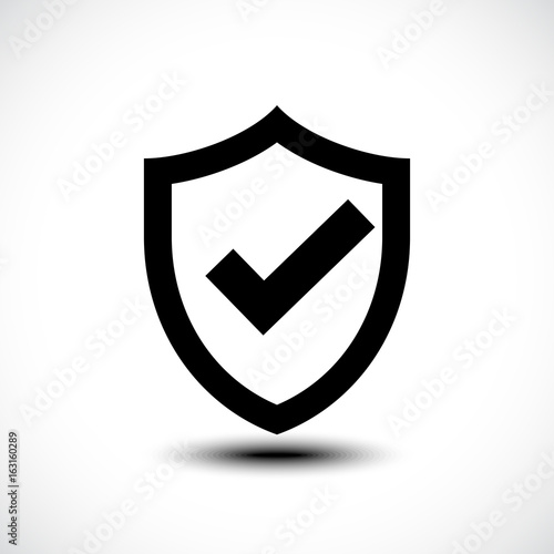 Tick shield security icon illustration.