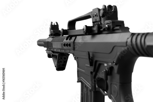 Black automatic shotgun isolated on white