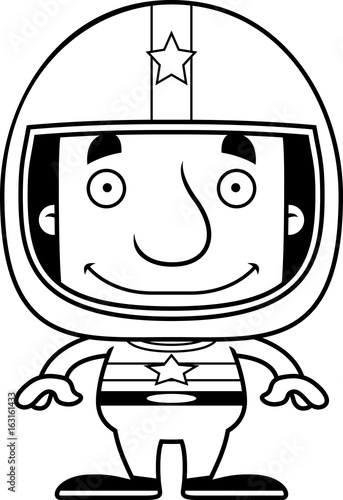 Cartoon Smiling Race Car Driver Man