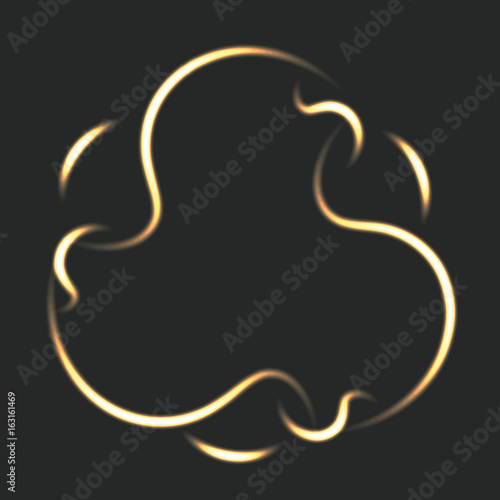 Round glowing frame on a dark background. Abstract magic wavy fire background. Vector illustration.