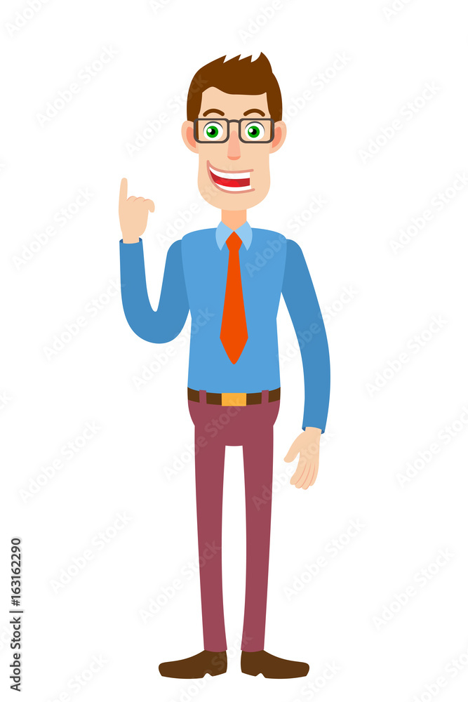 Businessman pointing up