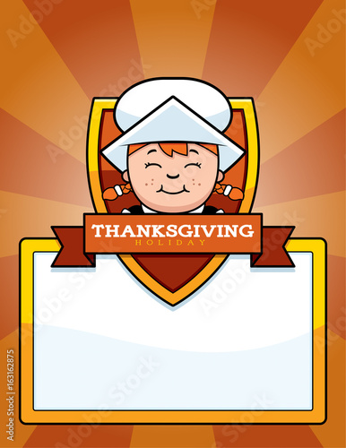 Cartoon Thanksgiving Pilgrim Girl Graphic