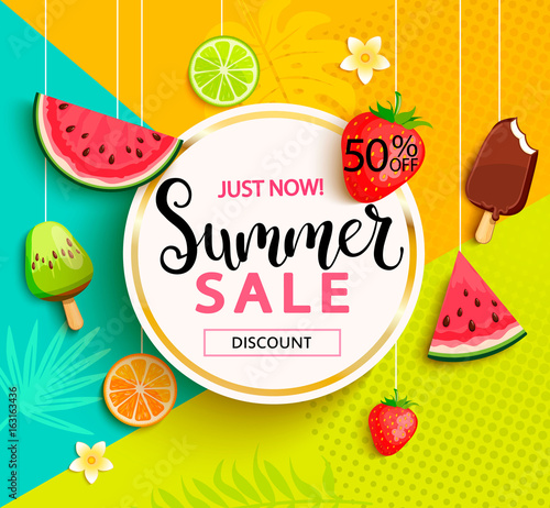 Summer sale with fruits.