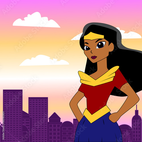 Superhero woman cartoon photo