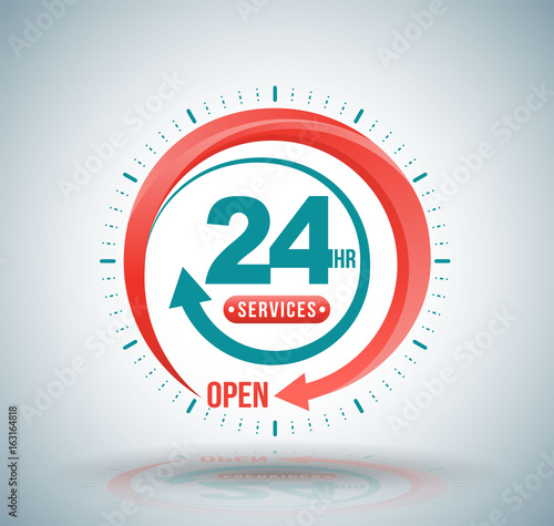 24 hours services banner. Vector illustration.