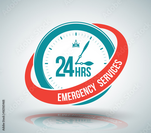 24 hours services banner. Vector illustration.