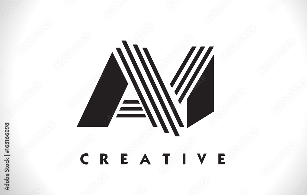 AM Logo Letter With Black Lines Design. Line Letter Vector Illustration AM Logo Letter With Black Lines Design. Line Letter Vector Illustration
