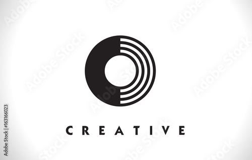 O Logo Letter With Black Lines Design. Line Letter Vector Illustration