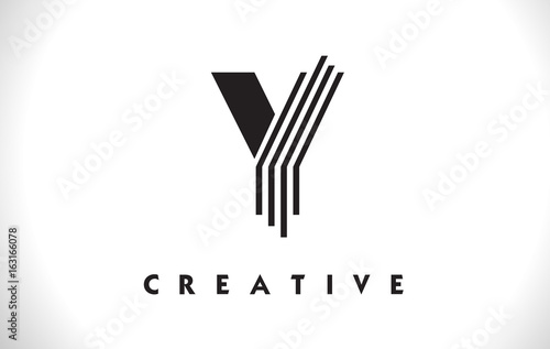 Y Logo Letter With Black Lines Design. Line Letter Vector Illustration
