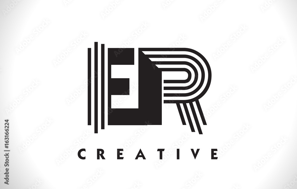ER Logo Letter With Black Lines Design. Line Letter Vector Illustration ER Logo Letter With Black Lines Design. Line Letter Vector Illustration