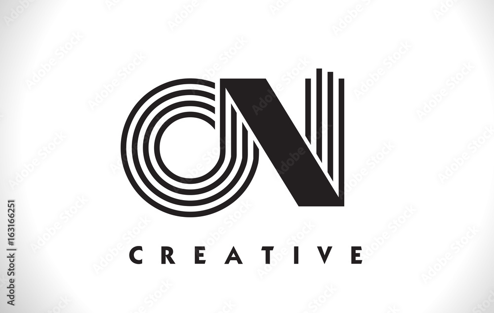 ON Logo Letter With Black Lines Design. Line Letter Vector Illustration ON Logo Letter With Black Lines Design. Line Letter Vector Illustration