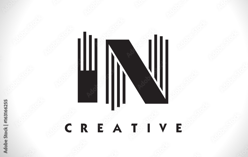 IN Logo Letter With Black Lines Design. Line Letter Vector Illustration IN Logo Letter With Black Lines Design. Line Letter Vector Illustration