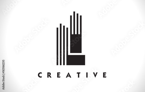 LI Logo Letter With Black Lines Design. Line Letter Vector Illustration