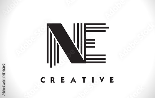 NE Logo Letter With Black Lines Design. Line Letter Vector Illustration