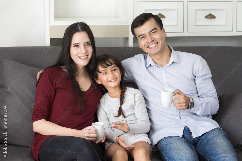 Happy family looking to camera with smiling, happy family concept, 3 person. Happy family looking to camera with smiling, happy family concept, 3 person.