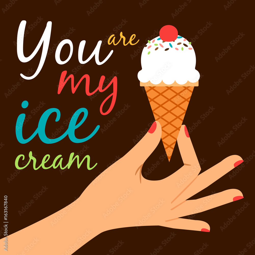 Icecream in hand love poster concept Icecream in hand love poster concept
