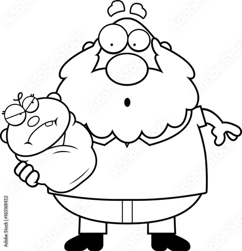 Cartoon Grandpa with Angry Baby
