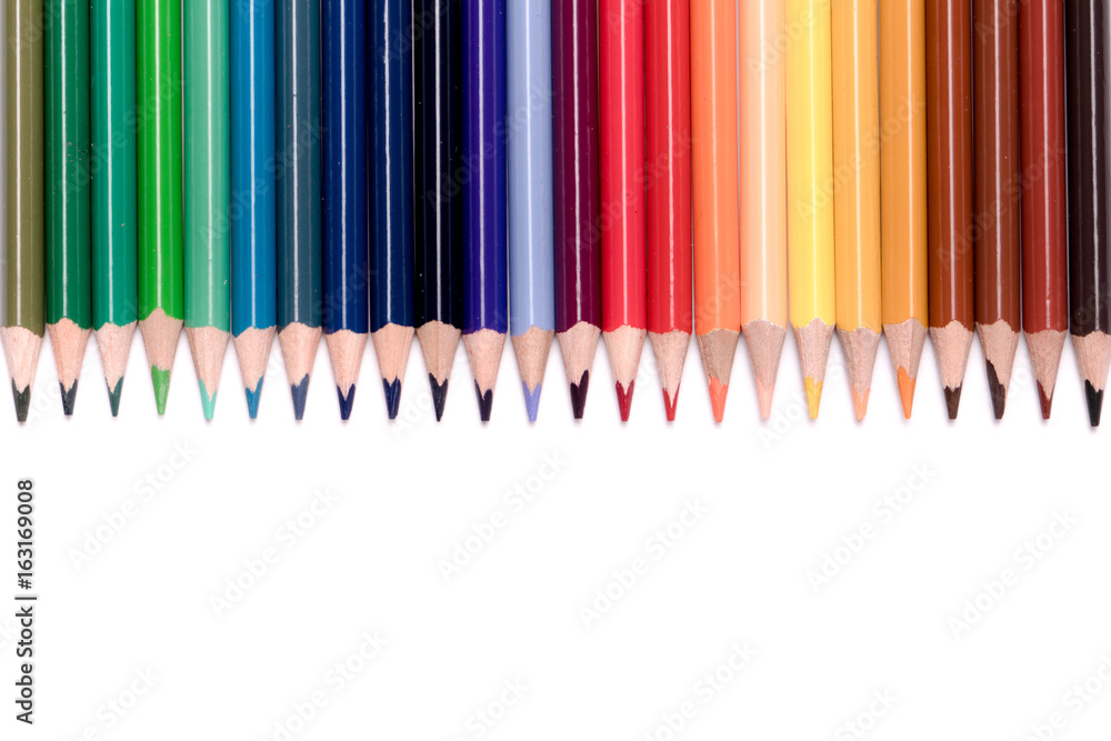 variety of color pencils on white background variety of color pencils on white background